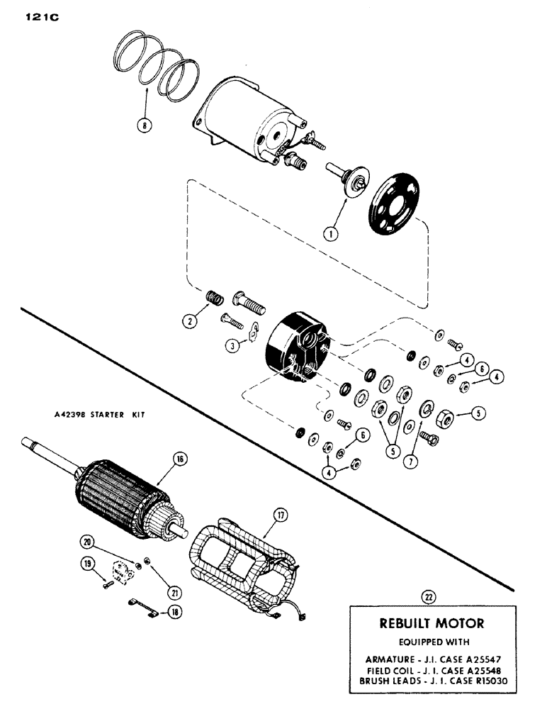 Схема запчастей Case IH 530 - (121C) - G44891 SOLENOID, 188, DIESEL ENGINE / A42398 REBUILD STARTER KIT (04) - ELECTRICAL SYSTEMS