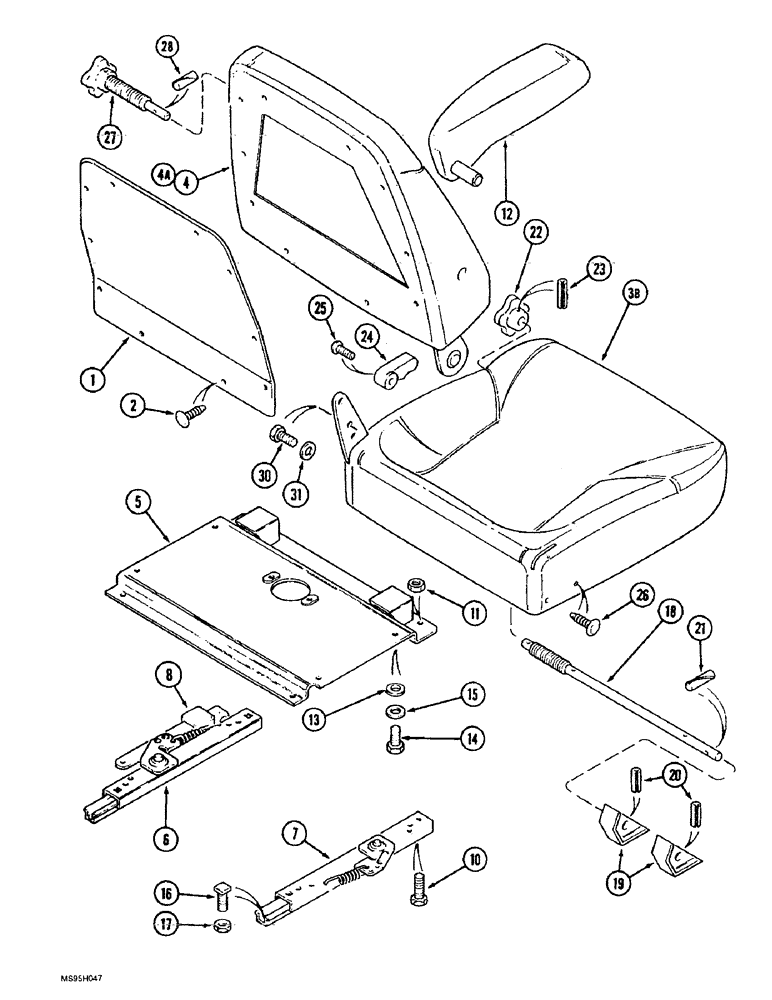 Схема запчастей Case IH 1644 - (9G-32) - AIR SUSPENSION SEAT, CUSHIONS AND SLIDES (10) - CAB & AIR CONDITIONING