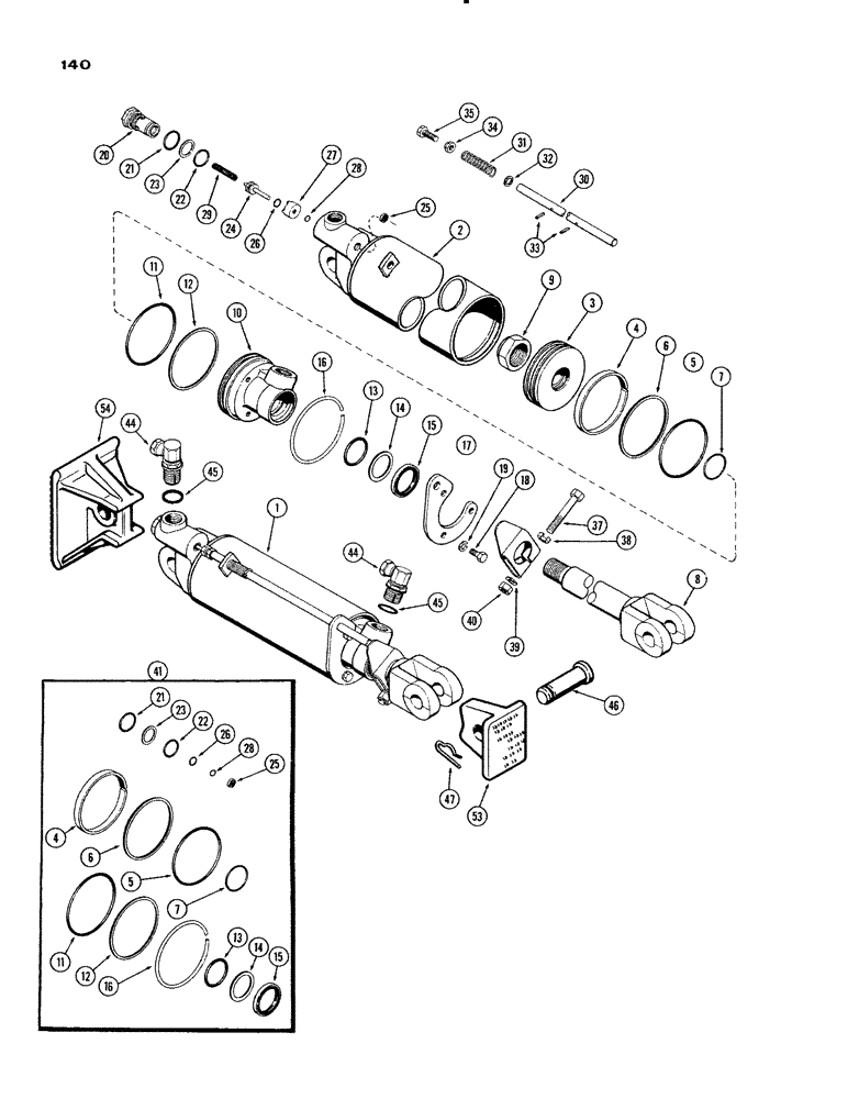 Схема запчастей Case IH 930-SERIES - (140) - 4 INCH X 8 INCH REMOTE HYDRAULIC CYLINDER, WITH HYDRAULIC LIMIT STOP (08) - HYDRAULICS