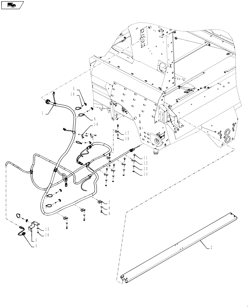 Схема запчастей Case IH 7230 - (55.100.42) - WIRE HARNESS, REAR, LOWER FRAME (55) - ELECTRICAL SYSTEMS