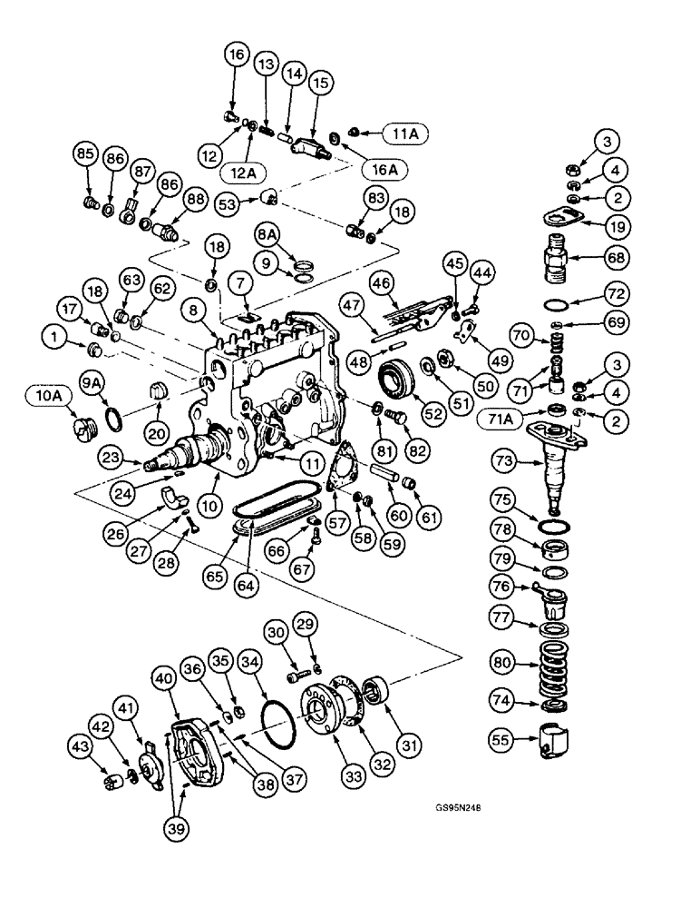 Схема запчастей Case IH D-466 - (9E-078) - FUEL INJECTION PUMP, ROBERT BOSCH MODEL MW 