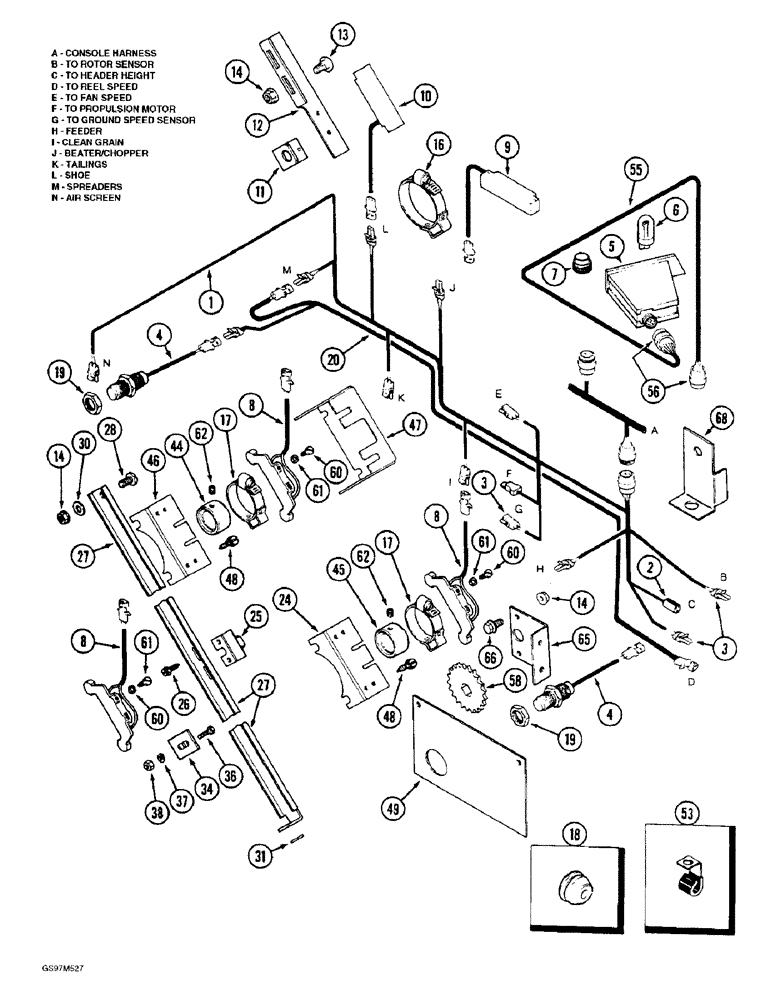 Схема запчастей Case IH 1660 - (4-52) - SHAFT SPEED MONITOR CONTROL, COMBINE WITH STRAW CHOPPER, PRIOR TO P.I.N. JJC0103800 (06) - ELECTRICAL