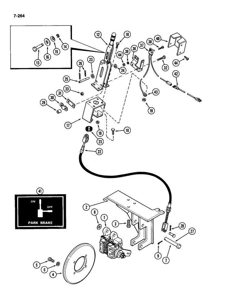 Схема запчастей Case IH 2094 - (7-264) - PARKING HAND BRAKE, MFD TRACTORS (07) - BRAKES