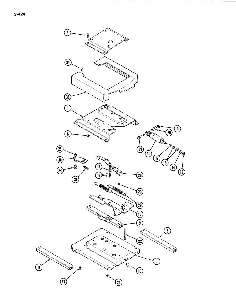 Схема запчастей Case IH 4494 - (9-424) - SEAT (09) - CHASSIS/ATTACHMENTS