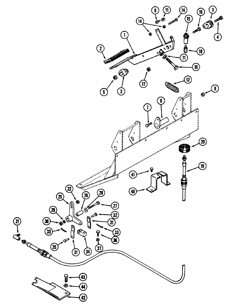 Схема запчастей Case IH 2090 - (6-222) - POWER SHIFT TRANSMISSION, FOOT CLUTCH LINKAGE (06) - POWER TRAIN