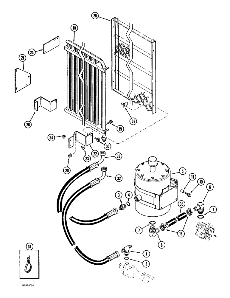 Схема запчастей Case IH 1682 - (8-16) - REEL DRIVE COOLER AND RESERVOIR HYDRAULICS, COMBINE HYDRAULICS (07) - HYDRAULICS