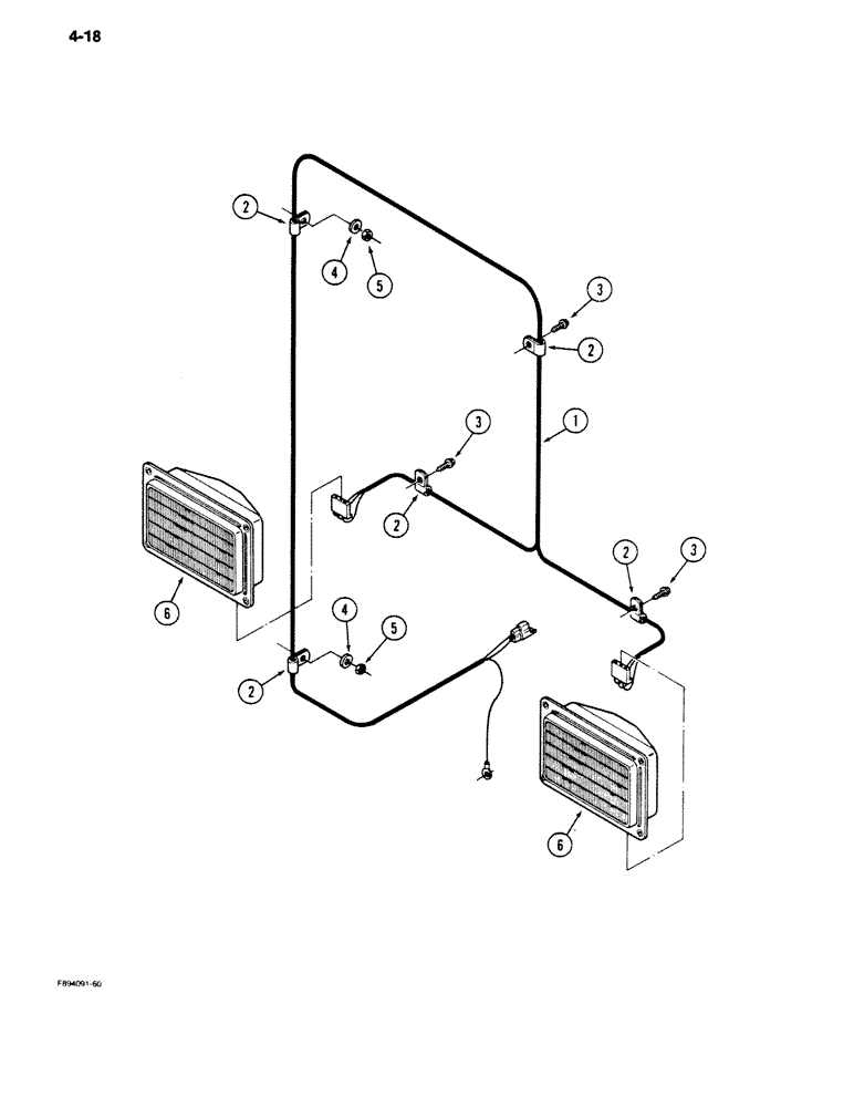 Схема запчастей Case IH 9180 - (4-18) - FRONT HEADLIGHT HARNESS (04) - ELECTRICAL SYSTEMS