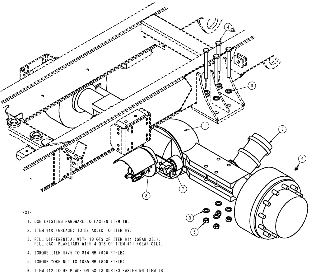 Схема запчастей Case IH TITAN 3020 - (04-004) - REAR AXLE GROUP, TITAN 3020 & TITAN 3520, WITH AUXILIARY Frame & Suspension