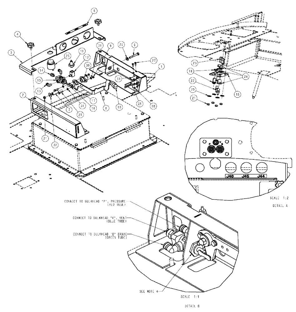 Схема запчастей Case IH TITAN 4520 - (01-024) - PARKING BRAKE CONTROL GROUP (10) - CAB