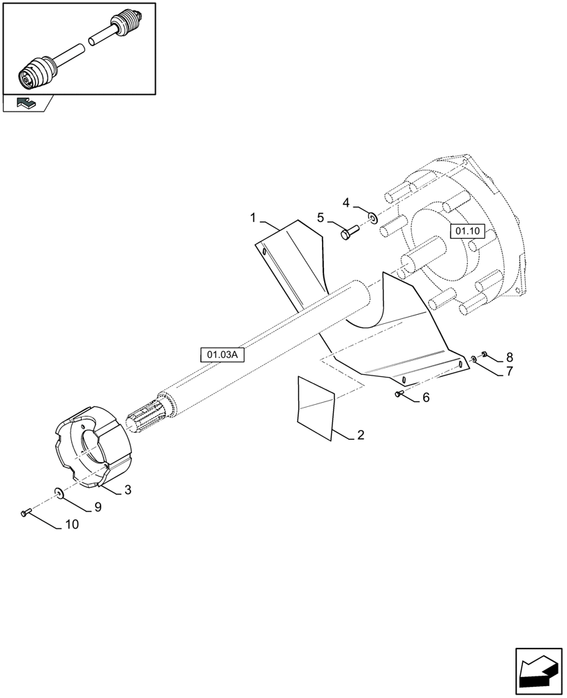 Схема запчастей Case IH LBX332S - (01.03[01]) - POWER TAKE-OFF, REAR (01) - POWER TAKE OFF