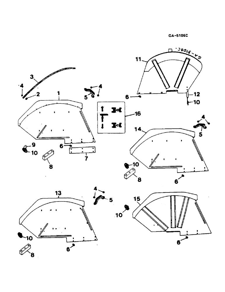 Схема запчастей Case IH 844S - (13-16) - REAR FENDERS, REFLECTOR (05) - SUPERSTRUCTURE