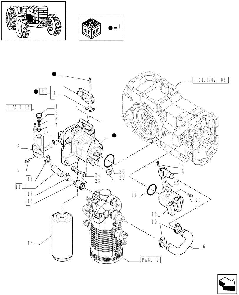 Схема запчастей Case IH MAXXUM 110 - (1.32.8/03[01A]) - 113 L/MIN CCLS PUMP FOR (CL.3) FRONT AXLE - PUMPS FOR HYDRAULIC SYSTEM AND LIFT - D6562 (VAR.330835-331836-332836-333836-335836 / 743744) (03) - TRANSMISSION