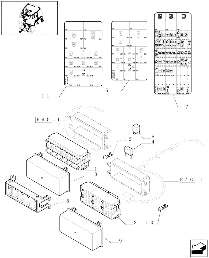 Схема запчастей Case IH MXU110 - (1.91.4[02]) - REAR MAIN CABLE - W/CAB - FUSEBOX & RELATED PARTS (10) - OPERATORS PLATFORM/CAB