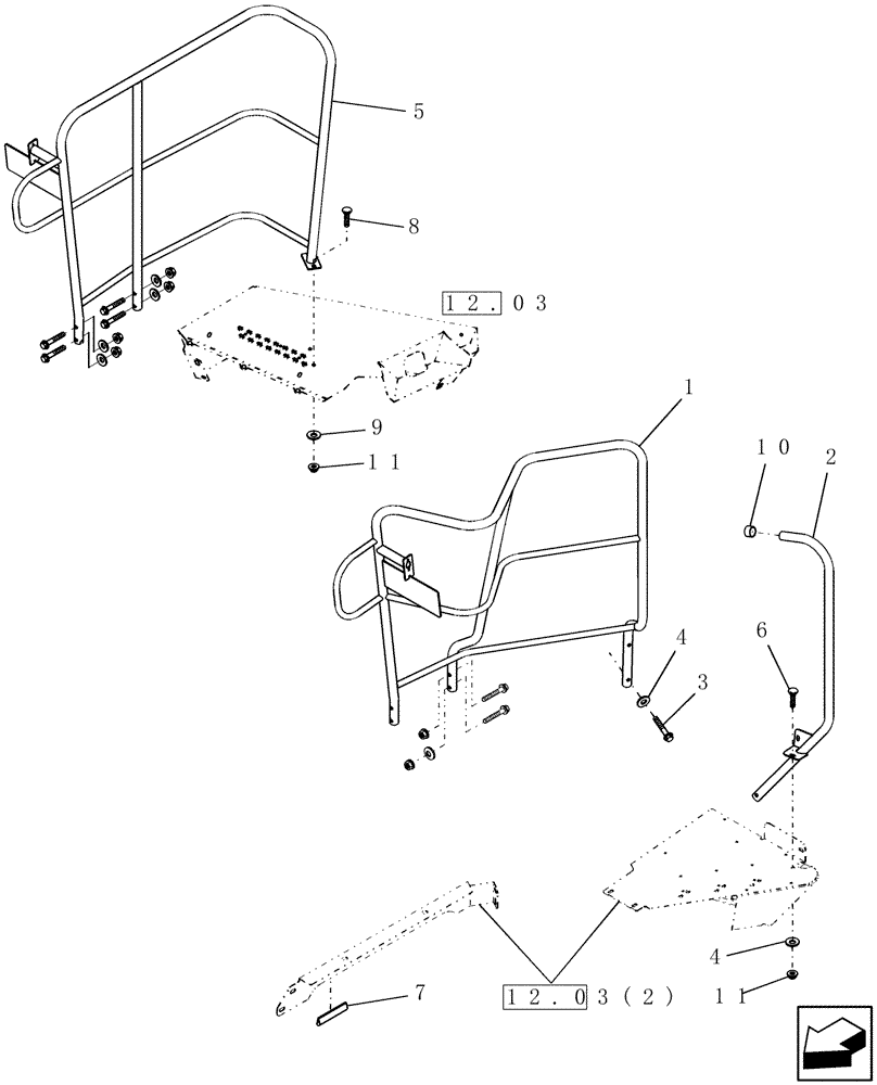 Схема запчастей Case IH WD1203 - (12.04) - DECK RAILING (12) - MAIN FRAME