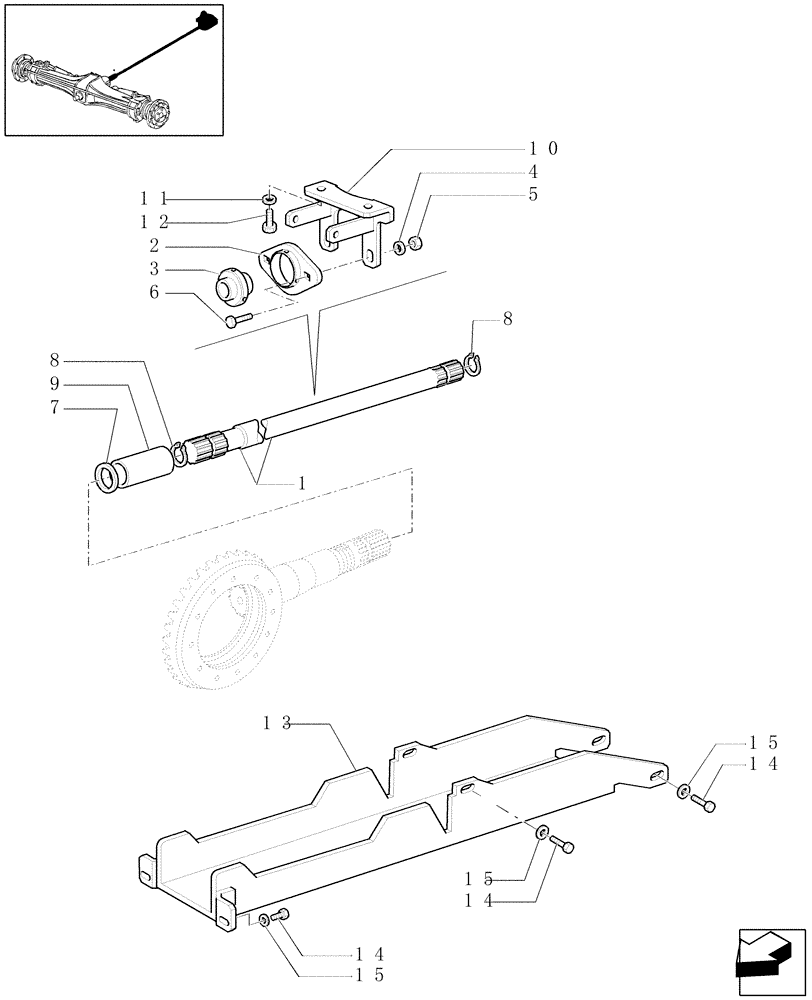 Схема запчастей Case IH MXU115 - (1.38.5) - 4WD PROPELLER SHAFT (04) - FRONT AXLE & STEERING