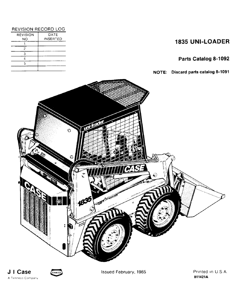 Схема запчастей Case IH 1835 - (001) - REVISION RECORD LOG (00) - PICTORIAL INDEX