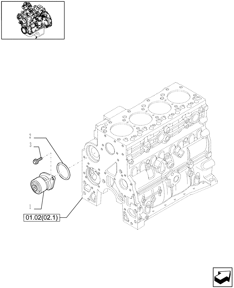 Схема запчастей Case IH WDX1202 - (01.15[02.1]) - WATER PUMP (01) - ENGINE