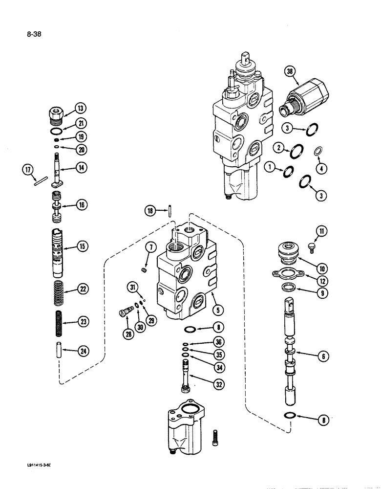 Схема запчастей Case IH 9280 - (8-038) - PRIORITY REMOTE HYDRAULIC VALVE KIT WITH LOAD CHECK (08) - HYDRAULICS