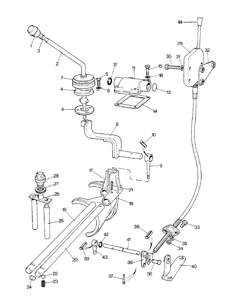 Схема запчастей Case IH 1690 - (D14-1) - POWER SHIFT GEAR SHIFT LEVERS - HIGH PLATFORM, BEFORE S/N 11211671 - CAB MODEL, BEFORE S/N 11211267 (03) - POWER TRAIN