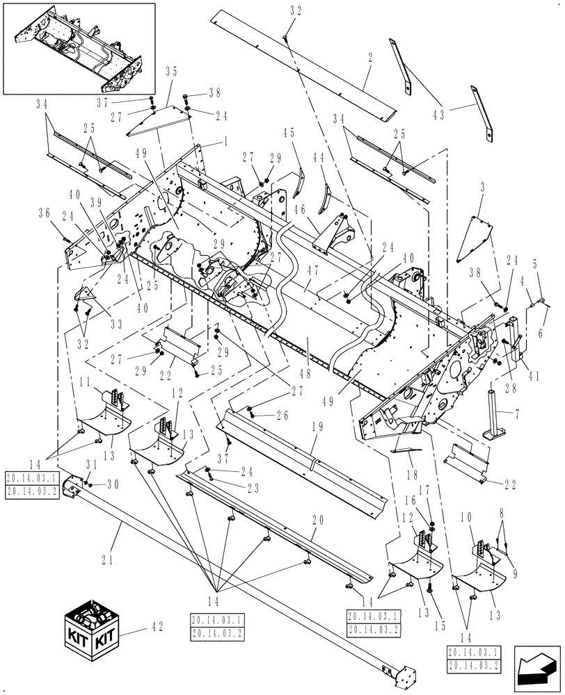 Схема запчастей Case IH HDX182 - (20.12.01[1]) - HEADER FRAME (58) - ATTACHMENTS/HEADERS