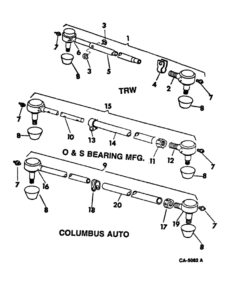 Схема запчастей Case IH 815 - (14-07) - SUSPENSION, ROD STEERING AXLE TIE, NARROW ADJUSTING, 56 TO 68 INCHES Suspension