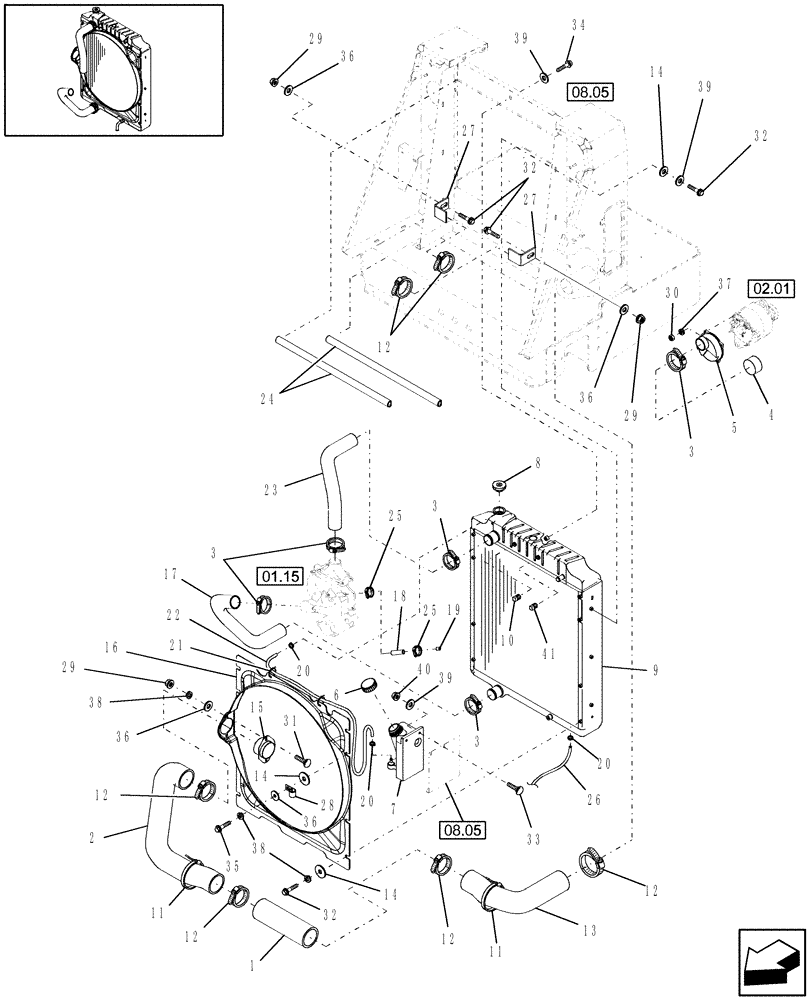 Схема запчастей Case IH WDX1902 - (02.04[1]) - RADIATOR (02) - ENGINE EQUIPMENT