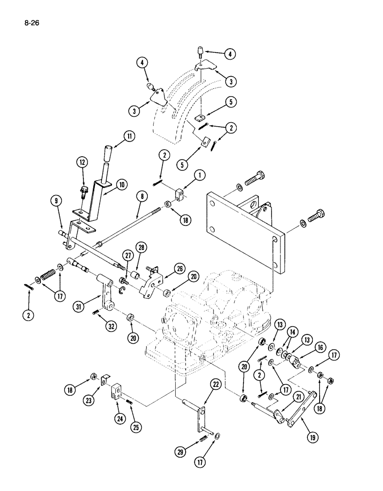 Схема запчастей Case IH 265 - (8-26) - HITCH SYSTEM, POSITION CONTROL LINKAGE WITHOUT LOAD CONTROL (08) - HYDRAULICS