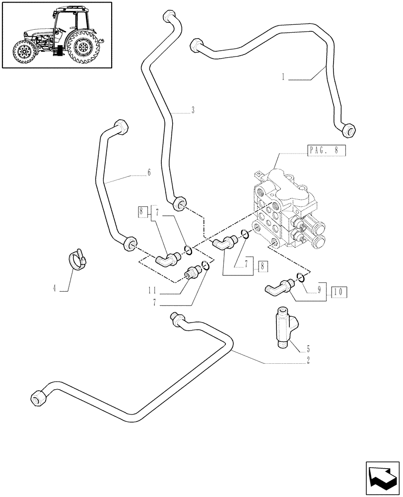 Схема запчастей Case IH JX1075C - (1.82.7/08[12]) - (VAR.157-159) 2 CONTROL VALVES WITH JOYSTICK FOR FRONT LIFT - D5484 (07) - HYDRAULIC SYSTEM