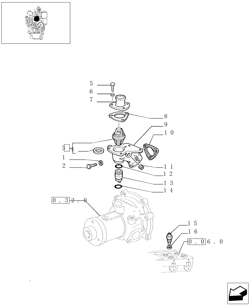 Схема запчастей Case IH JX80 - (0.32.6) - THERMOSTAT AND RELATED PARTS (01) - ENGINE