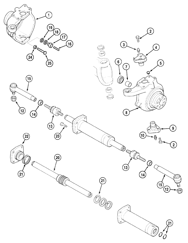 Схема запчастей Case IH MX80C - (05-14) - STEERING CYLINDER AND SWIVEL HOUSINGS, MX90C, MX100C : 20:19 (05) - STEERING