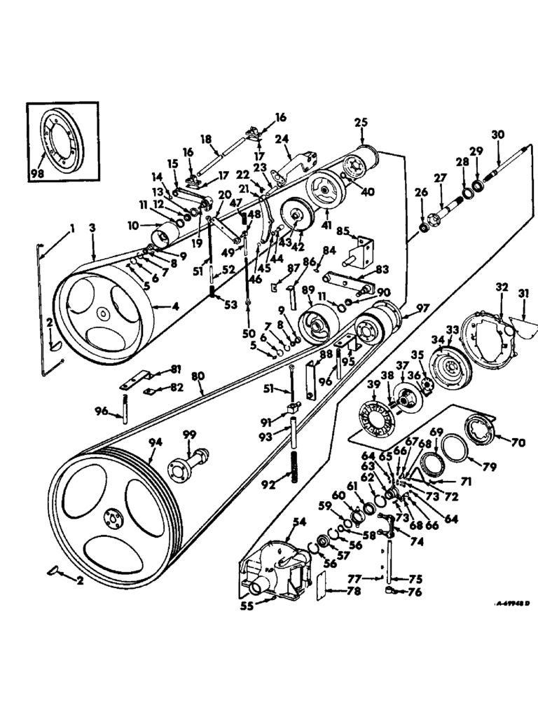 Схема запчастей Case IH 403 - (136) - SEPARATOR AND PROPULSION JACKSHAFT DRIVE (72) - SEPARATION