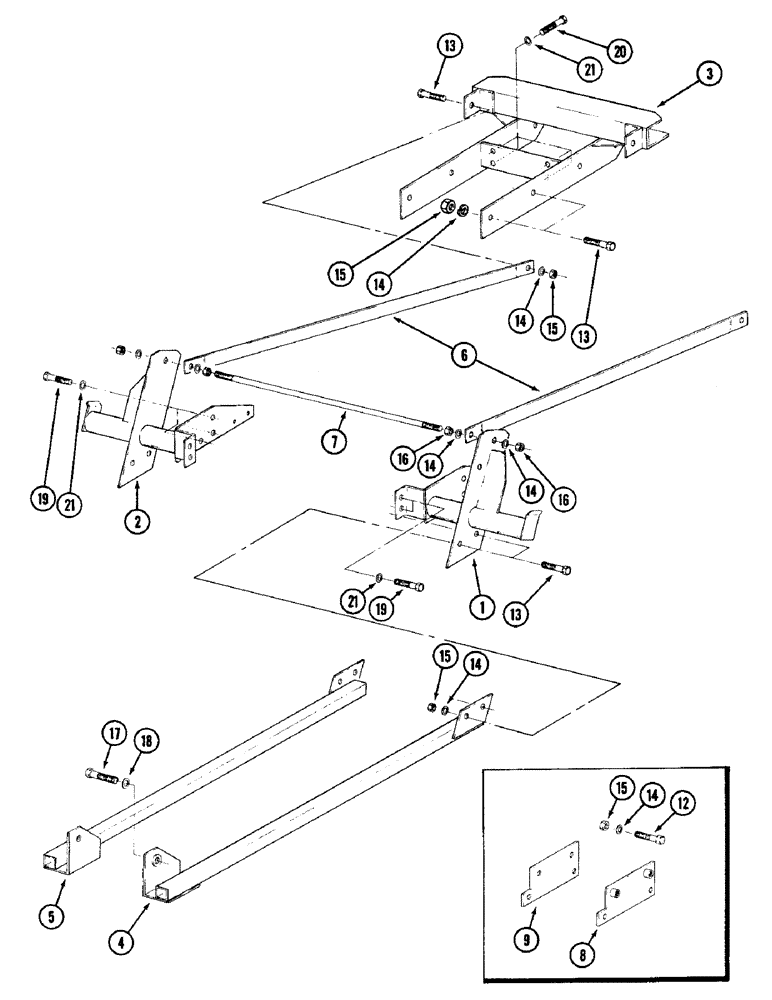 Схема запчастей Case IH 10QA - (9-12) - MOUNTING SUPPORTS AND RAILS, 10QA LOADER (09) - CHASSIS/ATTACHMENTS