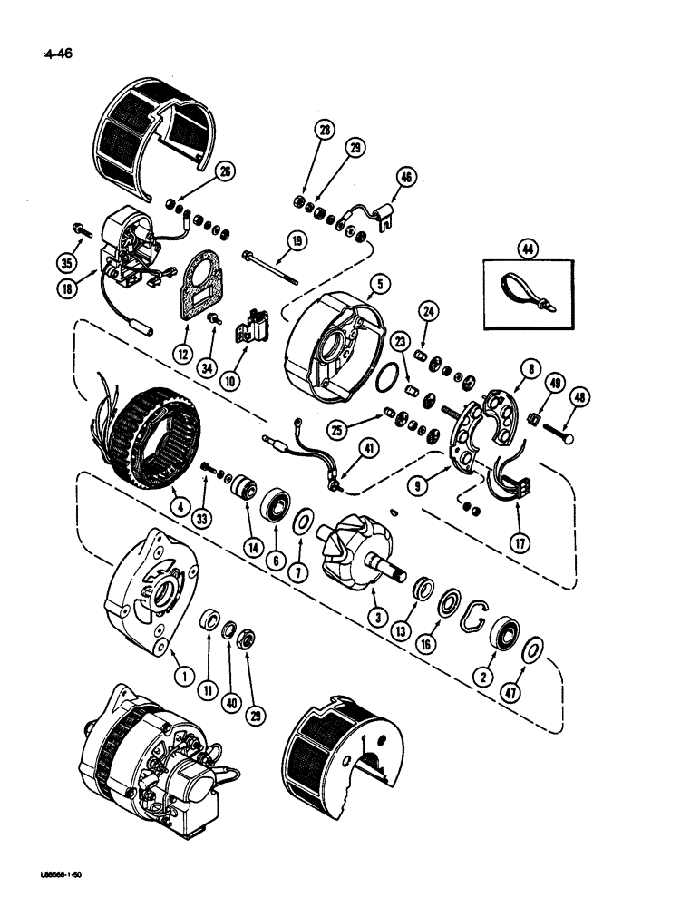 Схема запчастей Case IH 1844 - (4-46) - ALTERNATOR, 90 AMPERE MOTOROLA (06) - ELECTRICAL SYSTEMS