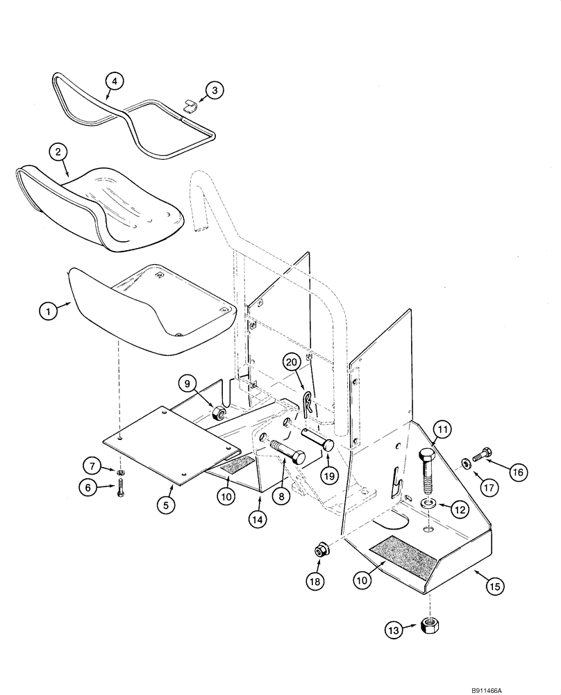 Схема запчастей Case IH 1840 - (09-69) - BACKHOE - SEAT AND FOOT SHIELDS (D125) (09) - CHASSIS/ATTACHMENTS