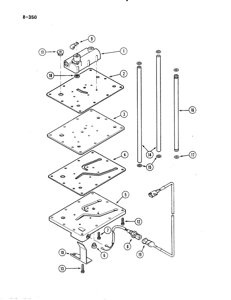 Схема запчастей Case IH 485 - (8-350) - REGULATOR VALVE AND PLATE, TRACTORS WITH 2 SPEED POWER SHIFT, P.I.N. 18001 AND AFTER (08) - HYDRAULICS