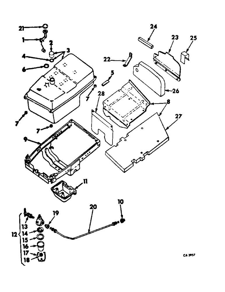 Схема запчастей Case IH 544 - (E-05) - FUEL SYSTEM, FUEL TANK, SUPPORTS AND PIPING, FARMALL GASOLINE ENGINE TRACTORS (02) - FUEL SYSTEM