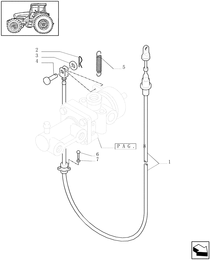 Схема запчастей Case IH MXU125 - (1.68.6/01[12]) - (VAR.178-385/1-385/2) TRAILER AIR BRAKE - CABLE FOR CONTROL VALVE - D5287 (05) - REAR AXLE