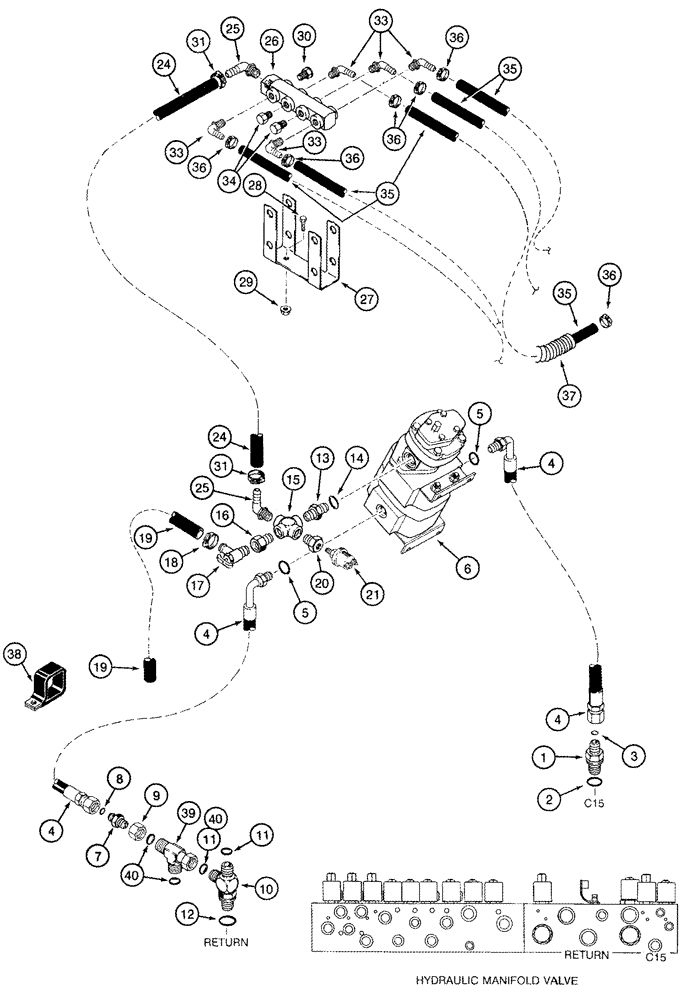 Схема запчастей Case IH 2555 - (08-16) - DRUM BAR LUBRICATION PLUMBING SYSTEM -JJC0157275 (07) - HYDRAULICS