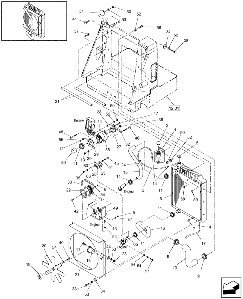 Схема запчастей Case IH WDX1002S - (02.04[2]) - RADIATOR (02) - ENGINE EQUIPMENT