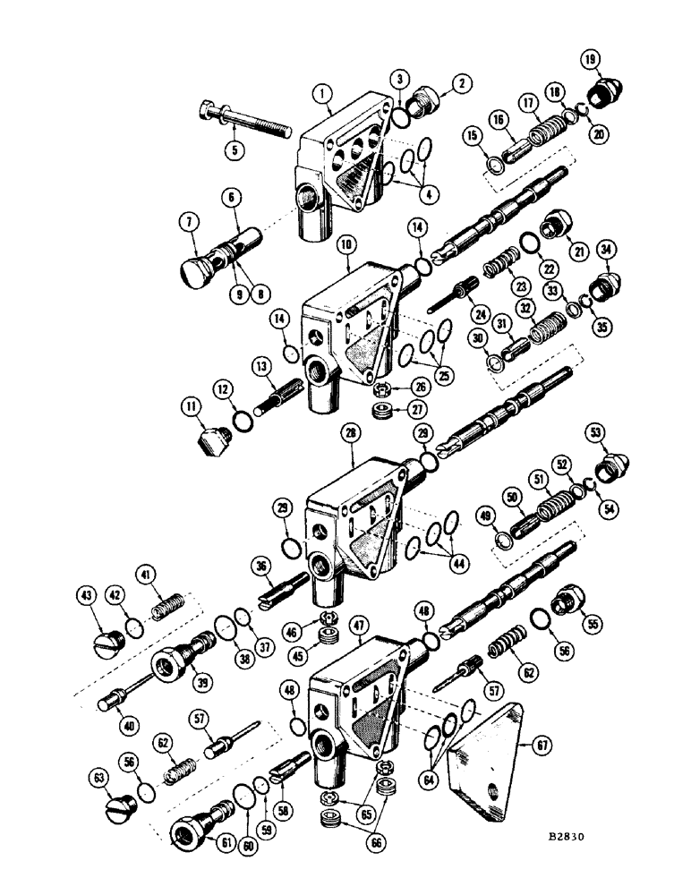 Схема запчастей Case IH 960 - (275A) - F87181 & F94386 VALVES STACKS 2 & 3 (35) - HYDRAULIC SYSTEMS