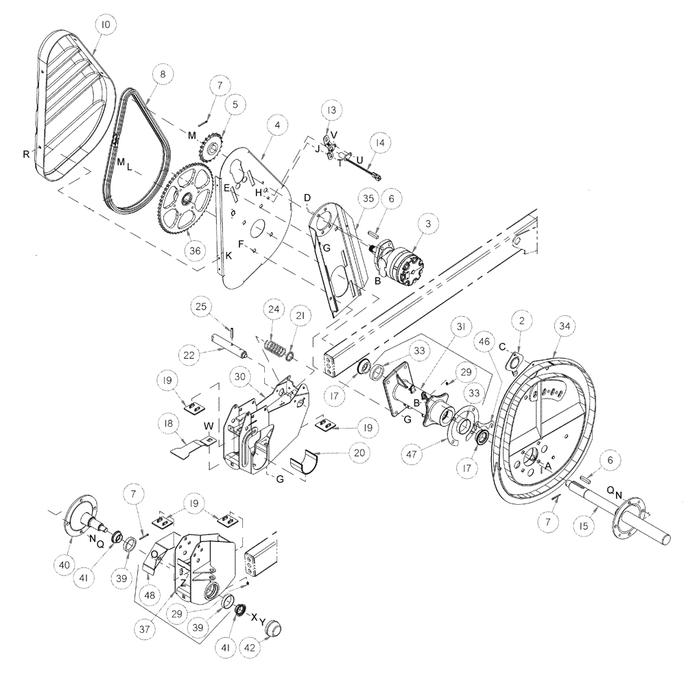 Схема запчастей Case IH 2152 - (09-25) - REEL DRIVE COMPONENTS, 2 ARM, 2152, 2162 