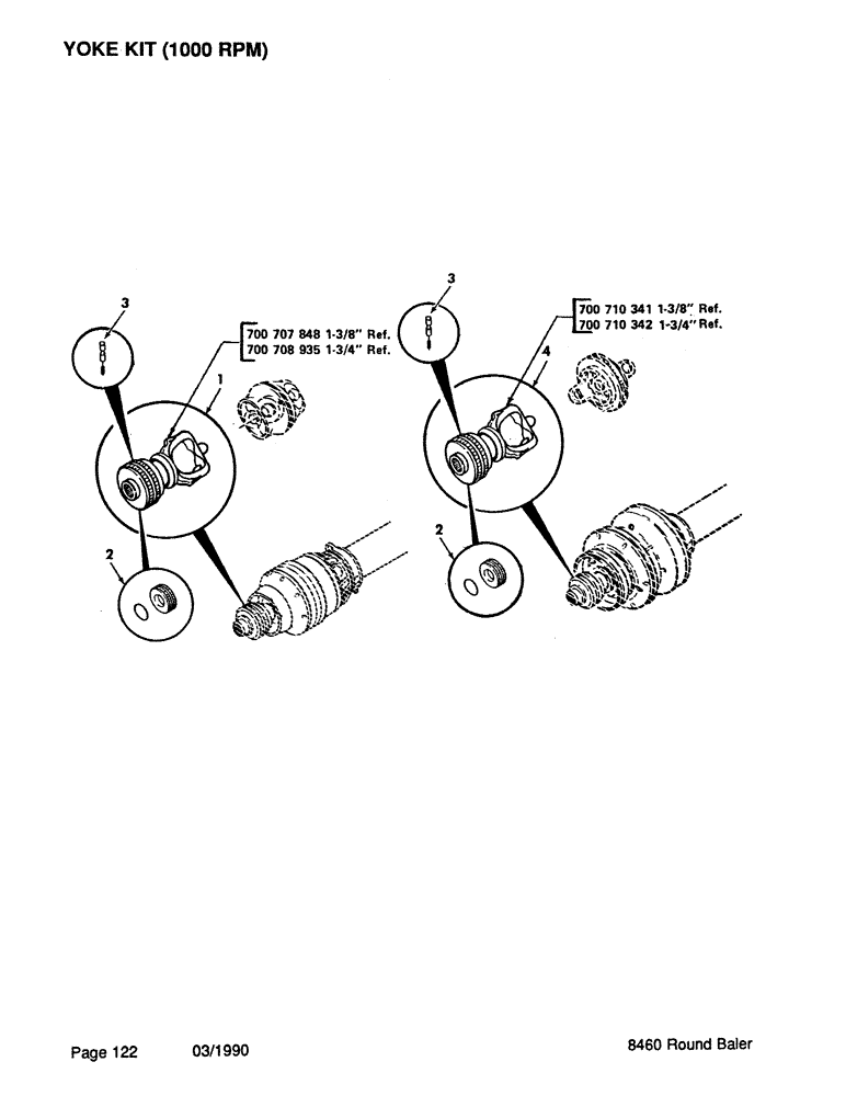 Схема запчастей Case IH 8460 - (122) - YOKE KIT, 1000 RPM Driveline