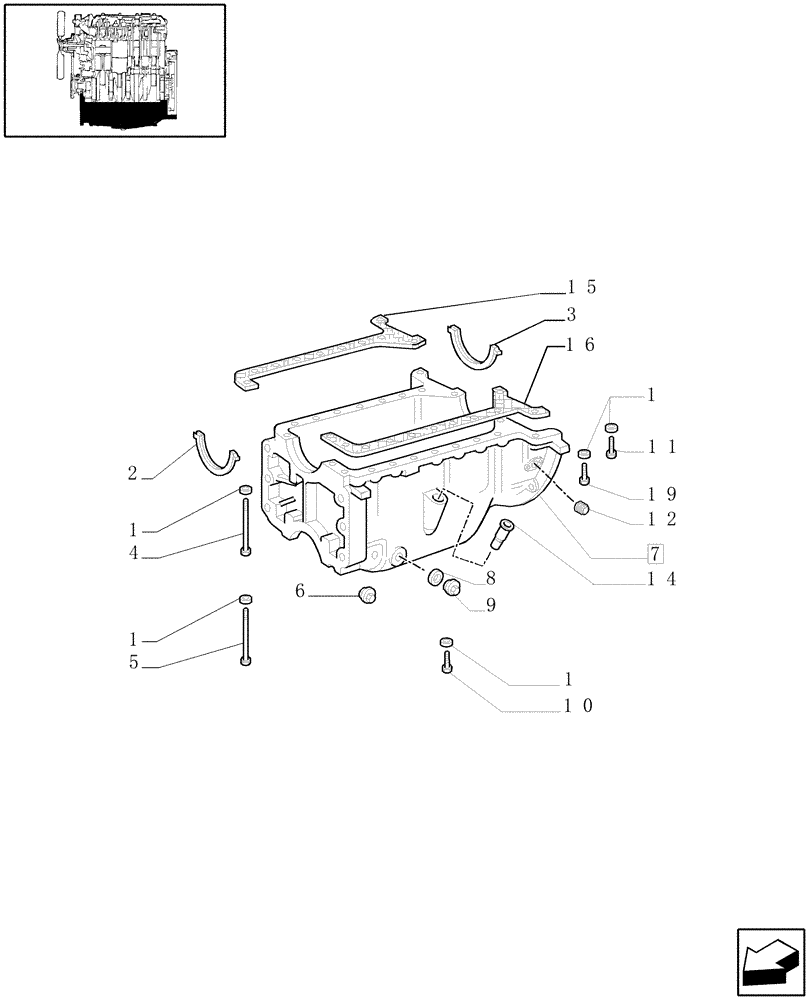 Схема запчастей Case IH JX70 - (0.04.2/02) - (VAR.319-747) TTF ENGINE TIER2 - OIL PAN (01) - ENGINE