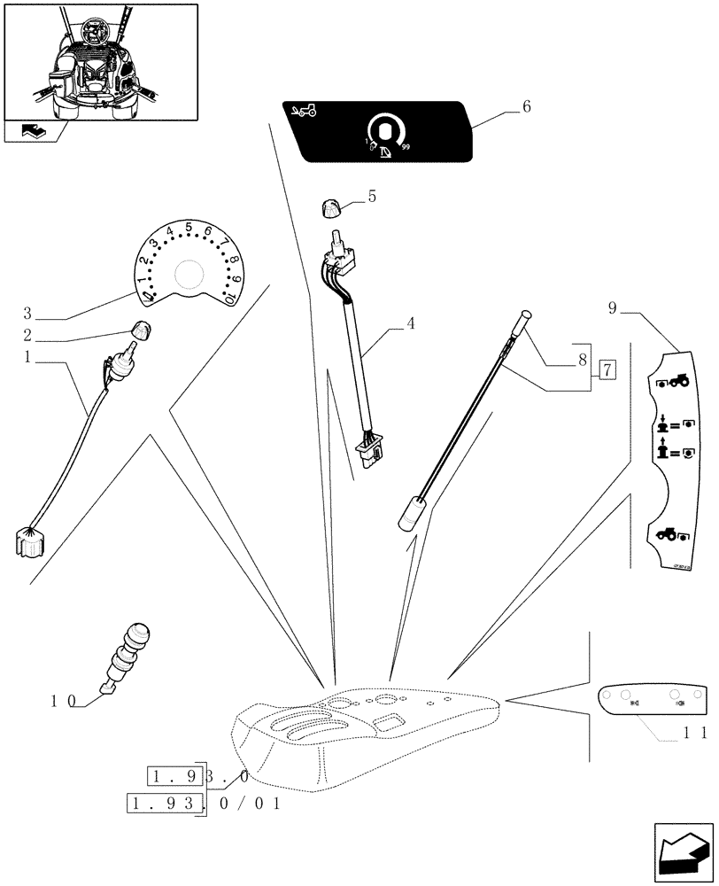 Схема запчастей Case IH PUMA 210 - (1.75.1/08) - (VAR.088-089-090-091-092) FRONT HPL - CONTROLS (06) - ELECTRICAL SYSTEMS