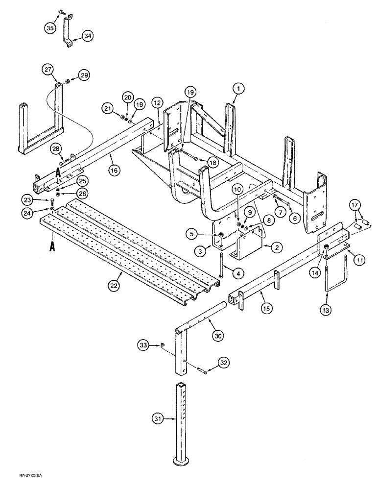 Схема запчастей Case IH 950 - (9C-03A) - MODULE FRAME, FOOTBOARD, STEP AND SUPPORT STAND, 11 ROW & 15 ROW SOLID ROW CROP (09) - CHASSIS/ATTACHMENTS