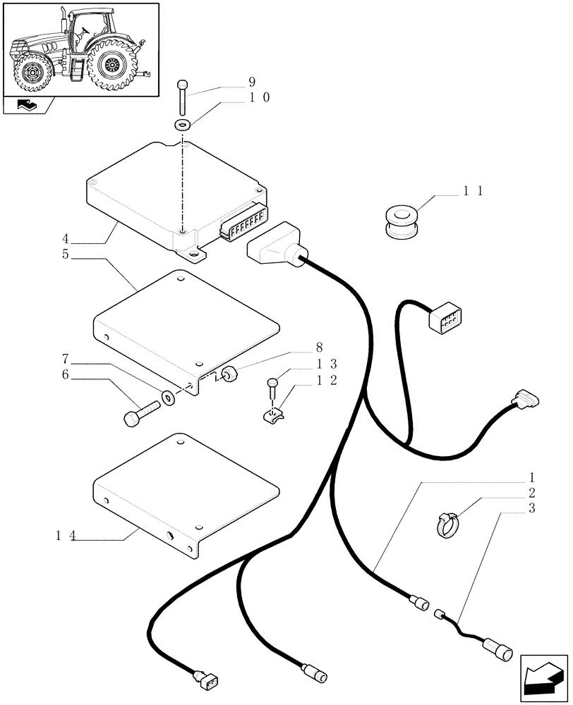 Схема запчастей Case IH MAXXUM 110 - (1.75.4/08) - FAST STEERING - AUXILIARY CABLES (VAR.330631-336631) (06) - ELECTRICAL SYSTEMS