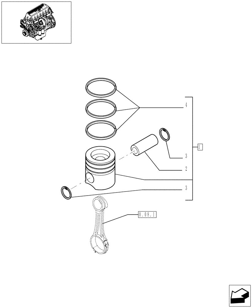 Схема запчастей Case IH F3AE0684L E906 - (0.08.2[01]) - PISTON - ENGINE (504153594) 