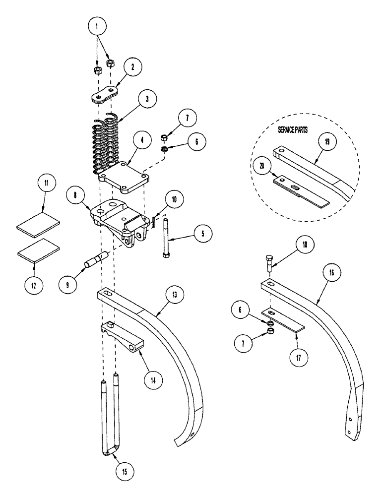 Схема запчастей Case IH CONCORD - (B48) - SPRING CUSHION SHANK ASSEMBLY, EXTENDED LIFT SPRING CUSHION, SHANK ASSEMBLY 