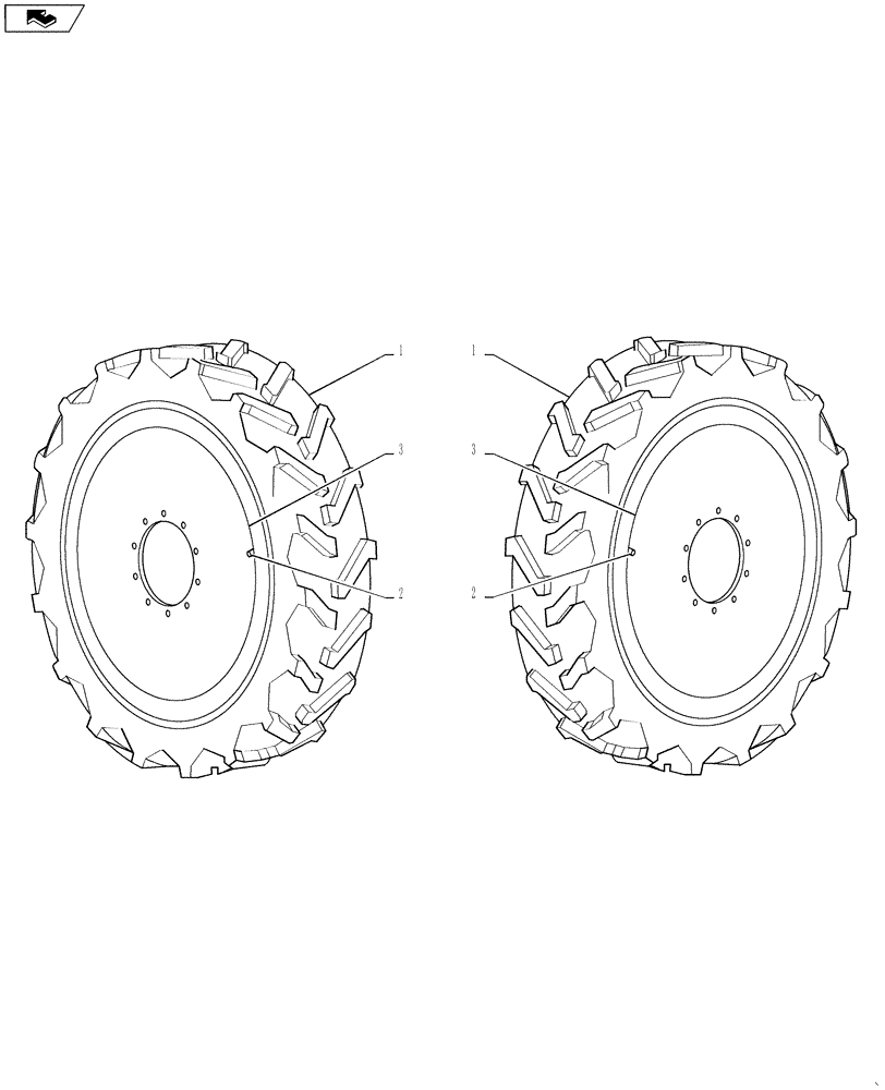 Схема запчастей Case IH 4420 - (05-009) - TIRE KIT, 380/90 R46 173, BEGINNING 06/2009 Hub, Wheel & Tires