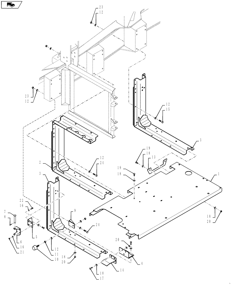 Схема запчастей Case IH TITAN 3030 - (90.118.04) - HYDRAULIC TANK / WALKWAY MOUNTING, LEFT SIDE (90) - PLATFORM, CAB, BODYWORK AND DECALS